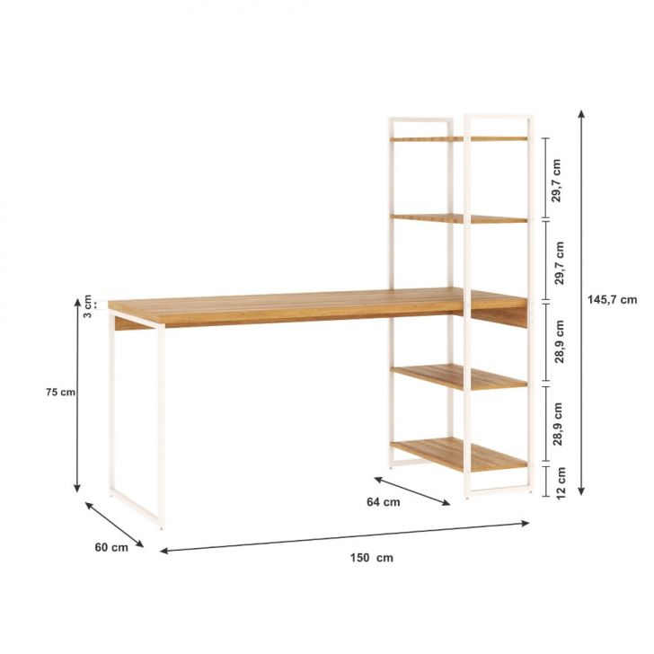 [OUTLET] Escrivaninha com Estante Studio Mel e Branca 150x147 cm
