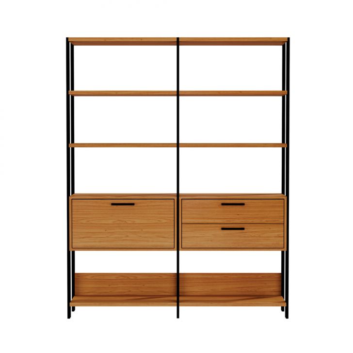 [OUTLET] Estante Dijon 1 PT 2 GV Freijó e Preta 145 cm