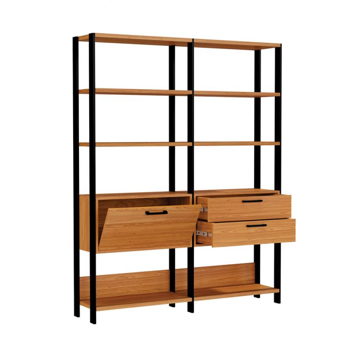 [OUTLET] Estante Dijon 1 PT 2 GV Freijó e Preta 145 cm