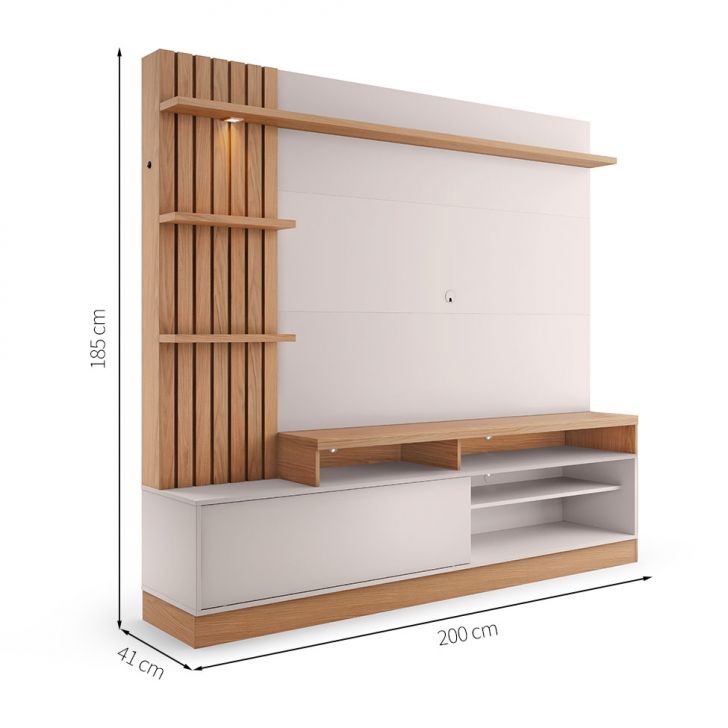 [OUTLET] Estante para Home Theater e TV até 65 Polegadas Maceió Freijó e Off White