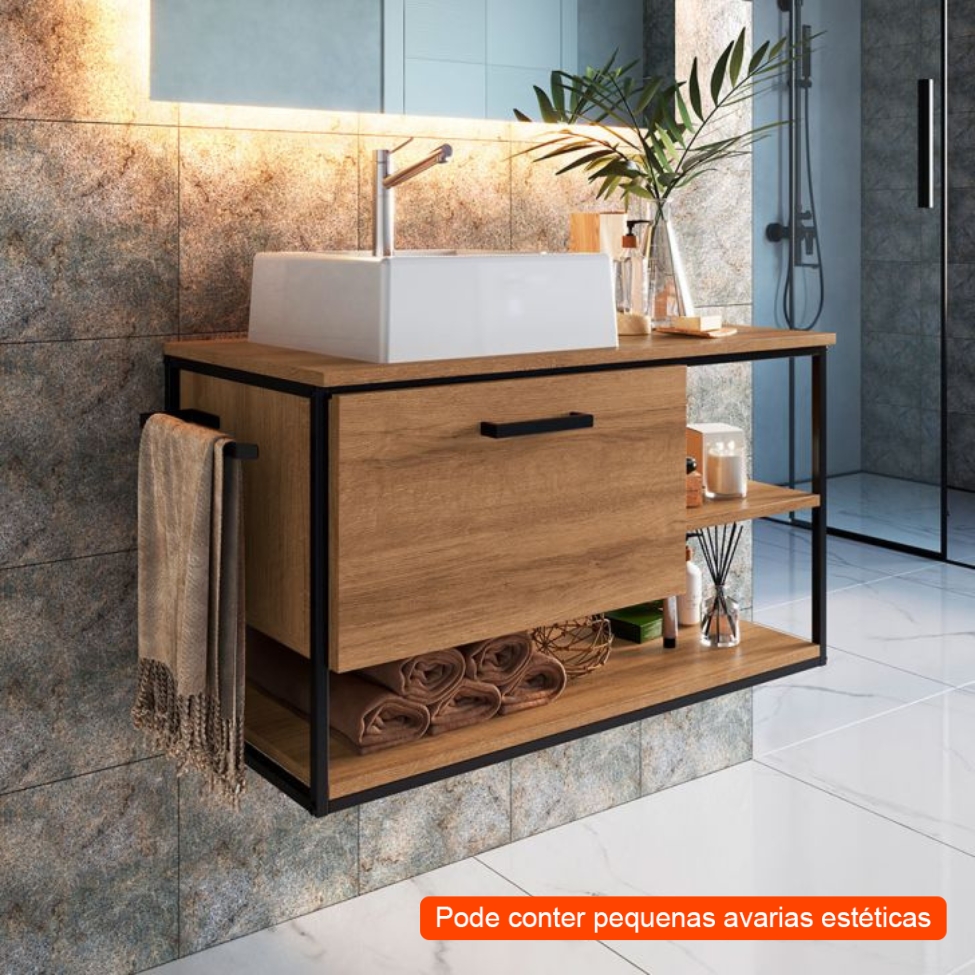 [OUTLET] Gabinete Suspenso Paricel I 1 PT Mel e Preto
