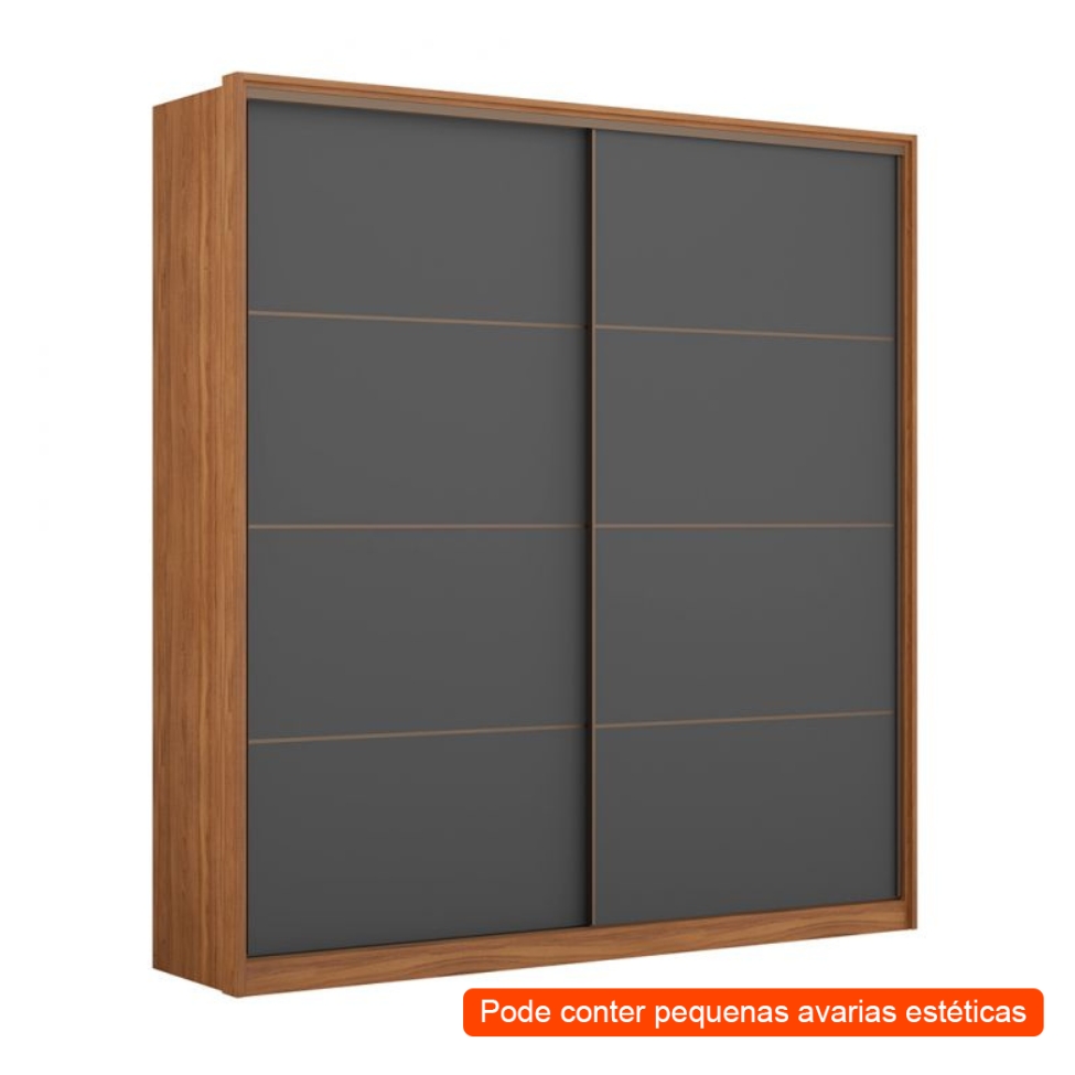 [OUTLET] Guarda-Roupa Casal Belga 2 Portas 3 Gavetas Grafito e Amendola