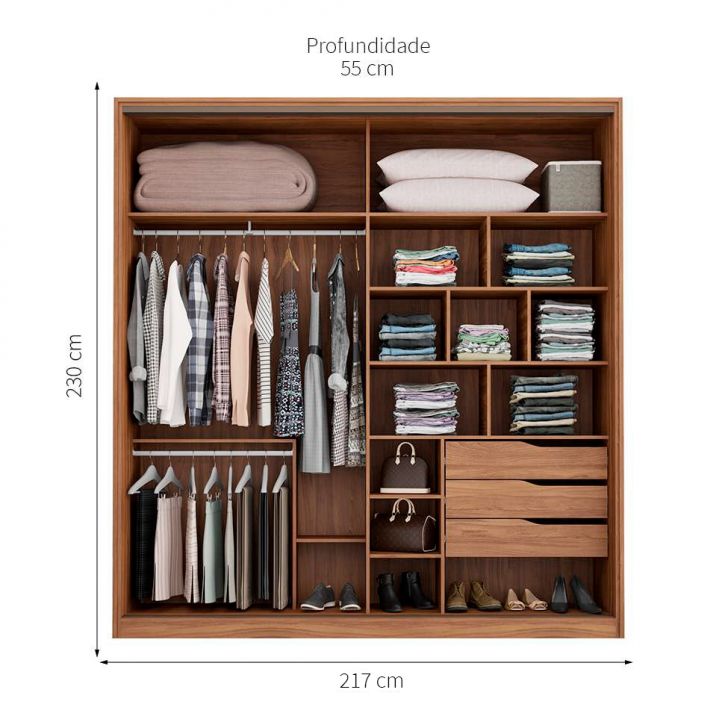 [OUTLET] Guarda-Roupa Casal Belga 2 Portas 3 Gavetas Grafito e Amendola