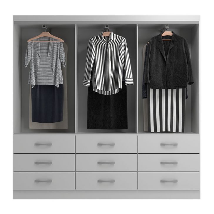 [OUTLET] Guarda-Roupa Casal Isabela 3 PT 9 GV Branco