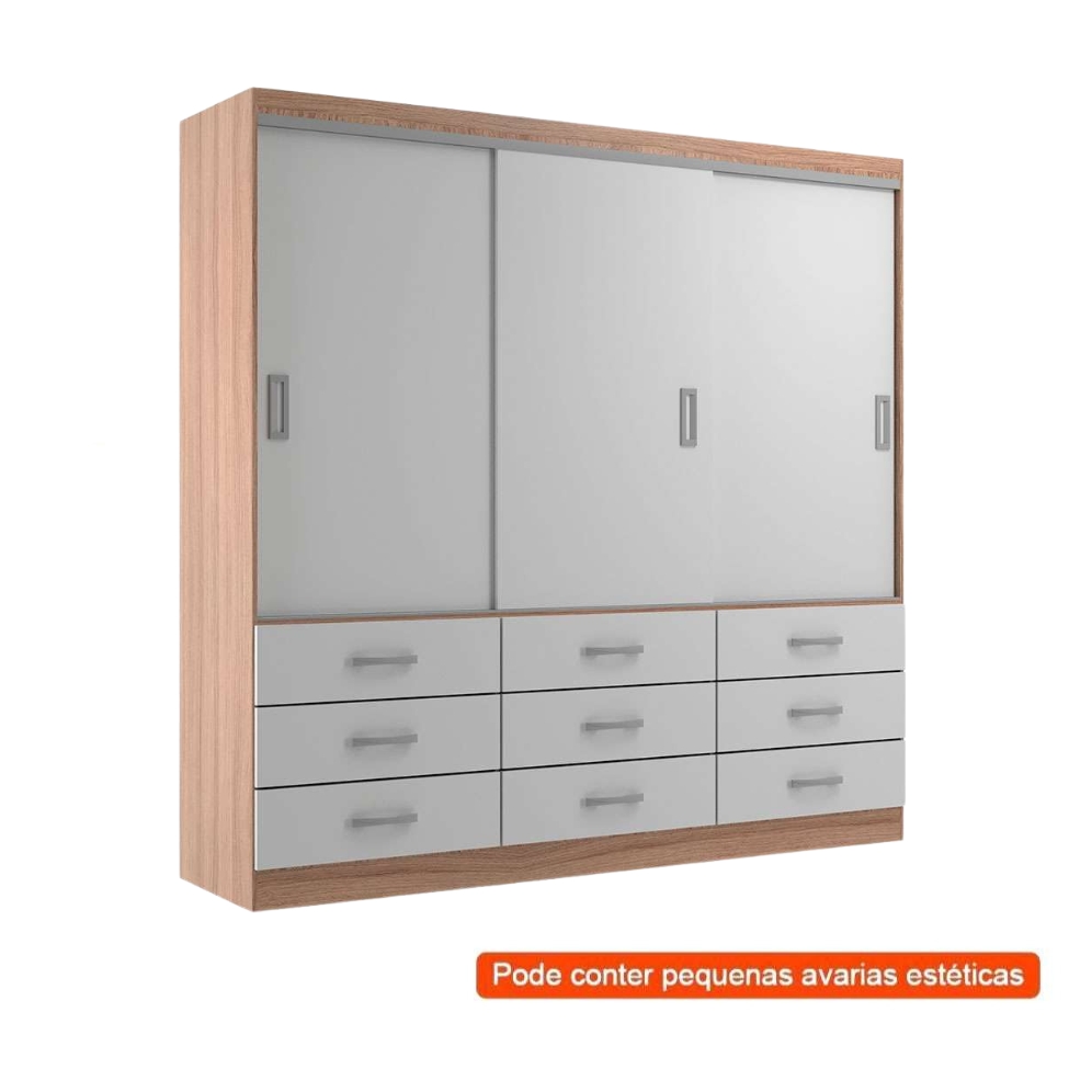 [OUTLET] Guarda-Roupa Casal Isabela 3 PT 9 GV Off White
