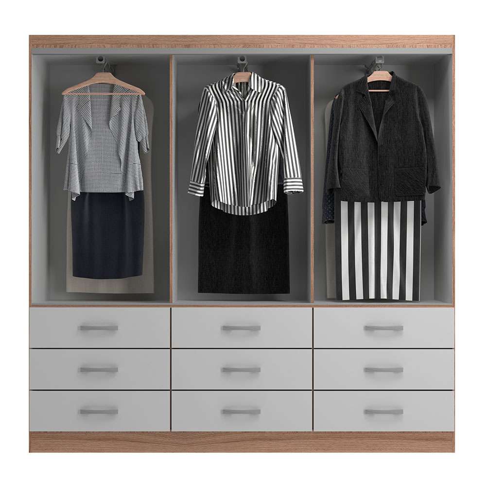 [OUTLET] Guarda-Roupa Casal Isabela 3 PT 9 GV Off White