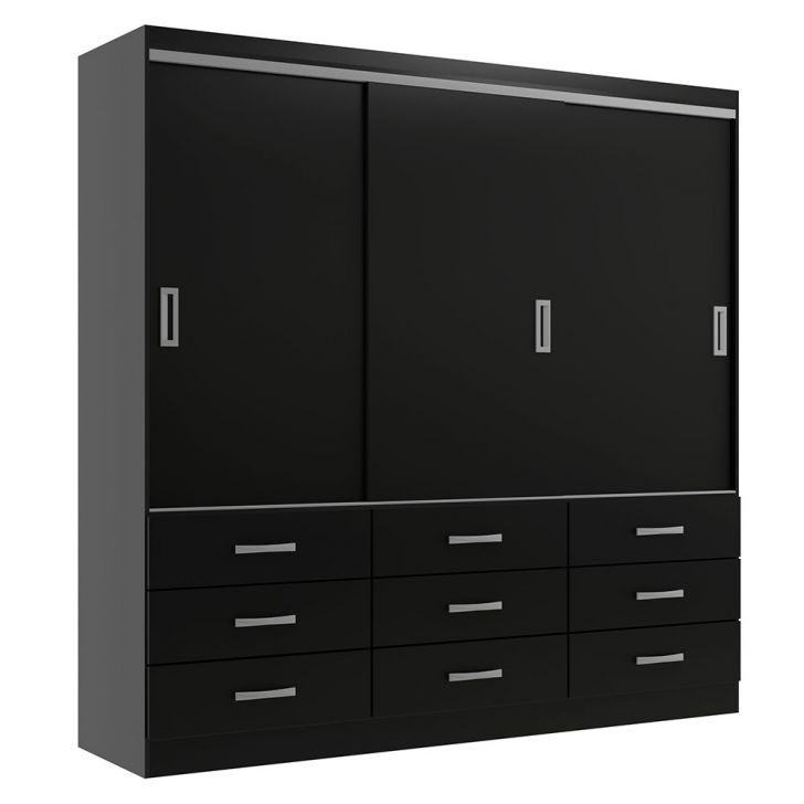 [OUTLET] Guarda-Roupa Casal Isabela 3 PT 9 GV Preto