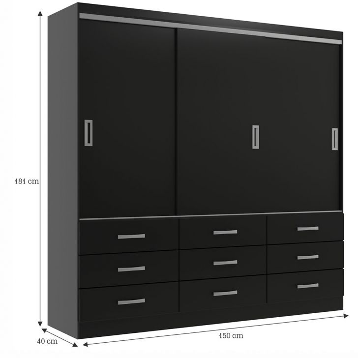 [OUTLET] Guarda-Roupa Casal Isabela 3 PT 9 GV Preto