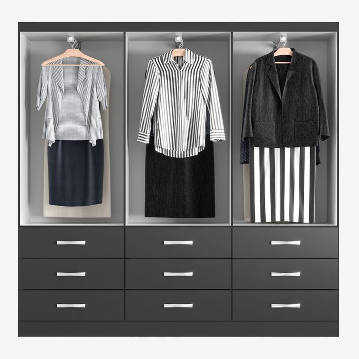 [OUTLET] Guarda-Roupa Casal Isabela 3 PT 9 GV Preto