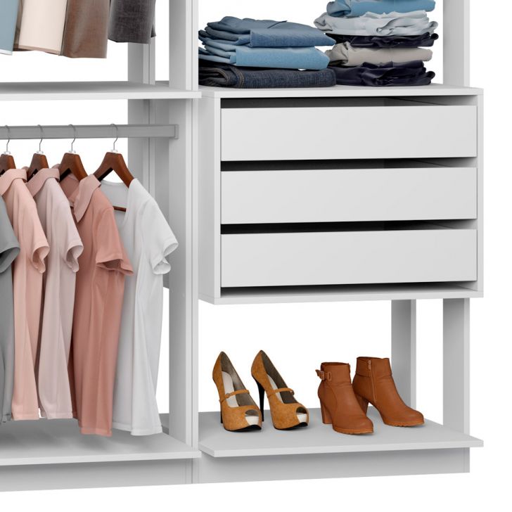 [OUTLET] Guarda-Roupa Casal Modulado Clothes 2 PT 3 GV Branco