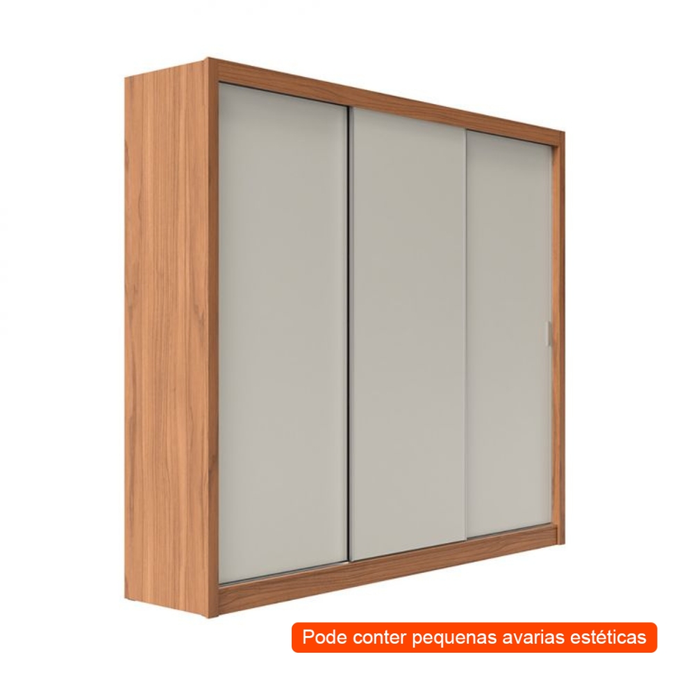 [OUTLET] Guarda-Roupa Casal Montclair Flex 3 Portas 8 Gavetas Off White e Canela