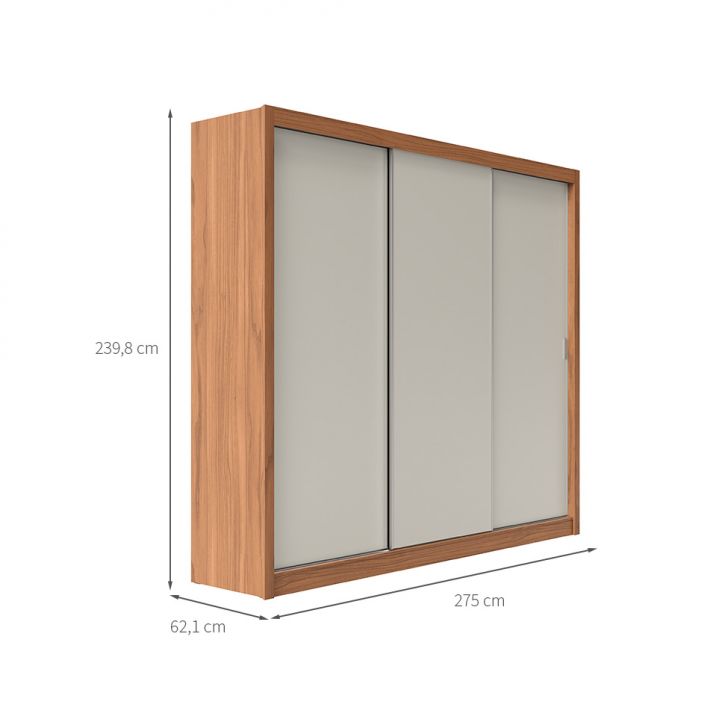 [OUTLET] Guarda-Roupa Casal Montclair Flex 3 Portas 8 Gavetas Off White e Canela