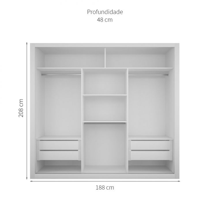 [OUTLET] Guarda-Roupa Casal Veneza Gold 3 PT 4 GV Branco