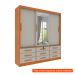 [OUTLET] Guarda-Roupa Casal com Espelho Chicago 3 Portas 9 Gavetas Cinamomo e Off White
