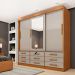 [OUTLET] Guarda-Roupa Casal com Espelho Chicago 3 Portas 9 Gavetas Cinamomo e Off White