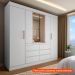 [OUTLET] Guarda-Roupa Casal com Espelho Trevi 4 Portas 6 Gavetas Branco