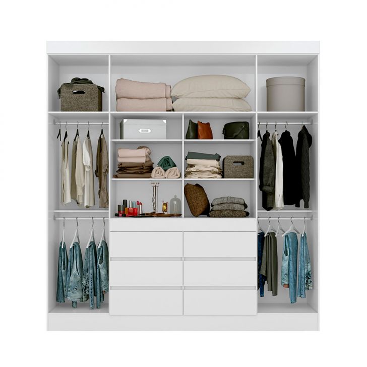 [OUTLET] Guarda-Roupa Casal com Espelho Trevi 4 Portas 6 Gavetas Branco