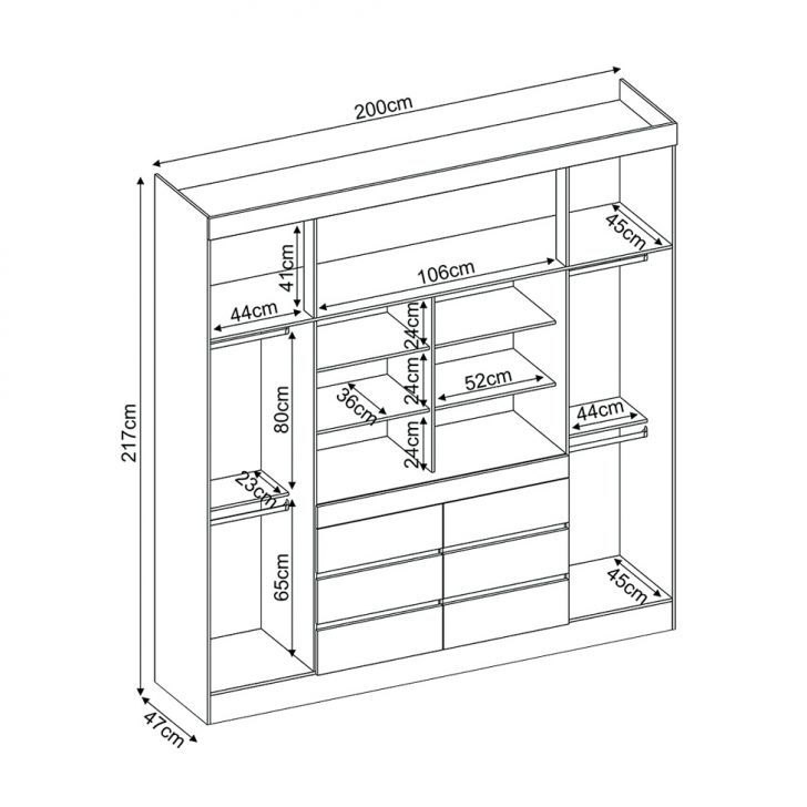[OUTLET] Guarda-Roupa Casal com Espelho Trevi 4 Portas 6 Gavetas Off White e Amendola