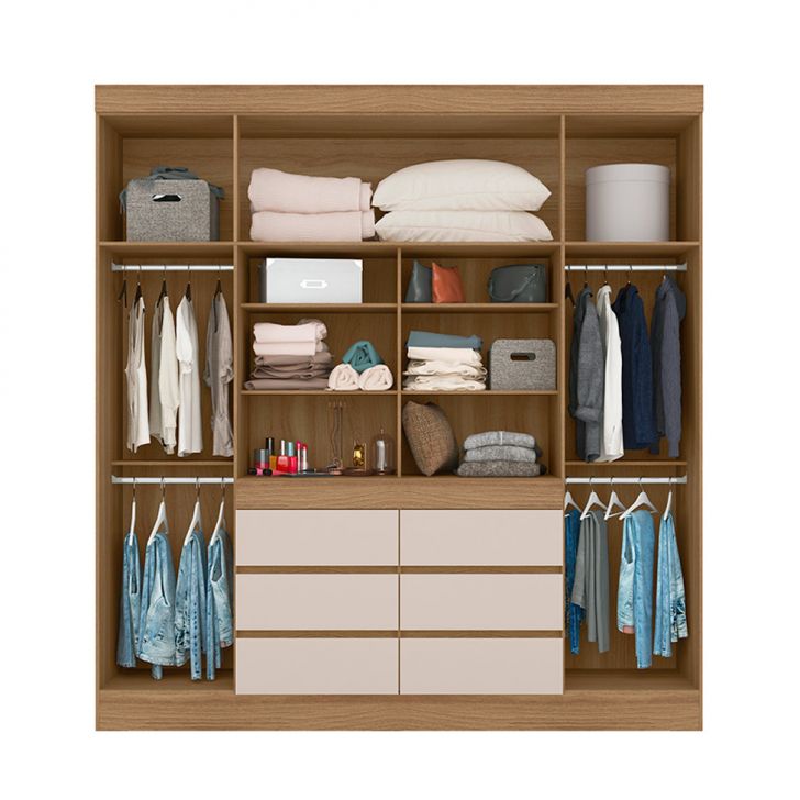 [OUTLET] Guarda-Roupa Casal com Espelho Trevi 4 Portas 6 Gavetas Off White e Amendola