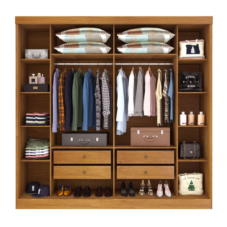 [OUTLET] Guarda-Roupa Casal com Espelho Veneza II 6 PT 4 GV Cinamomo e Grafite