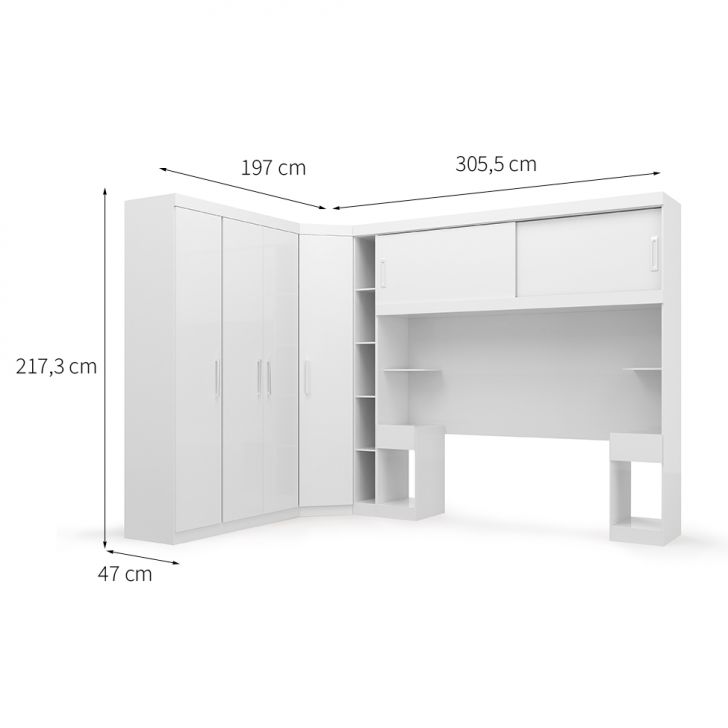 [OUTLET] Guarda-Roupa Closet Modulado 6 PT 4 GV Gênova Branco