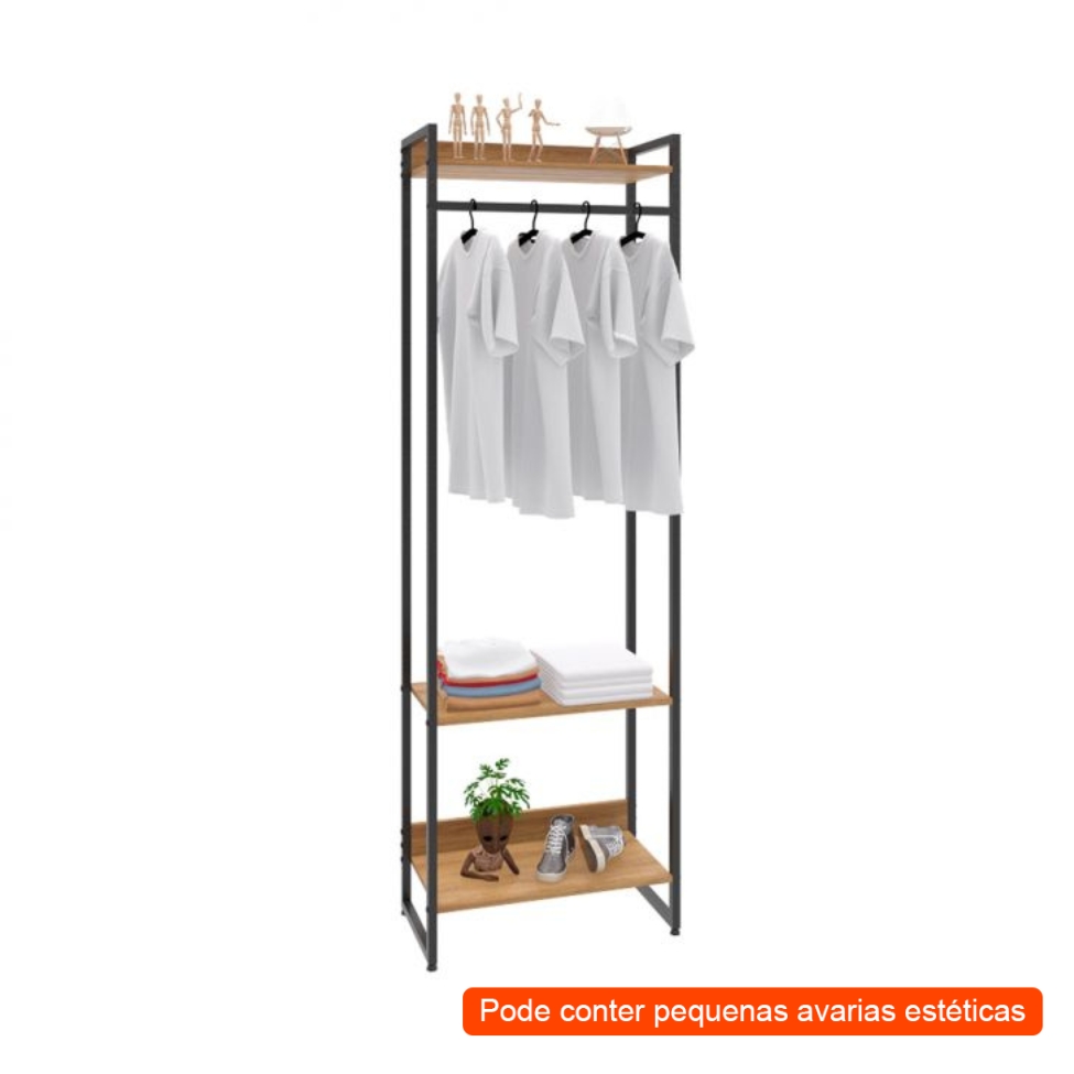[OUTLET] Guarda-Roupa Closet Studio Mel e Preto 60 cm