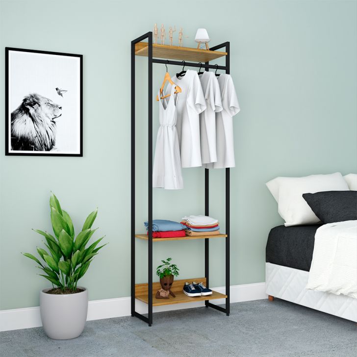 [OUTLET] Guarda-Roupa Closet Studio Mel e Preto 60 cm