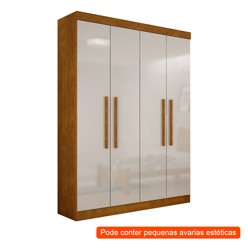 [OUTLET] Guarda-Roupa Solteiro Malibu 4 PT Imbuia e Off White
