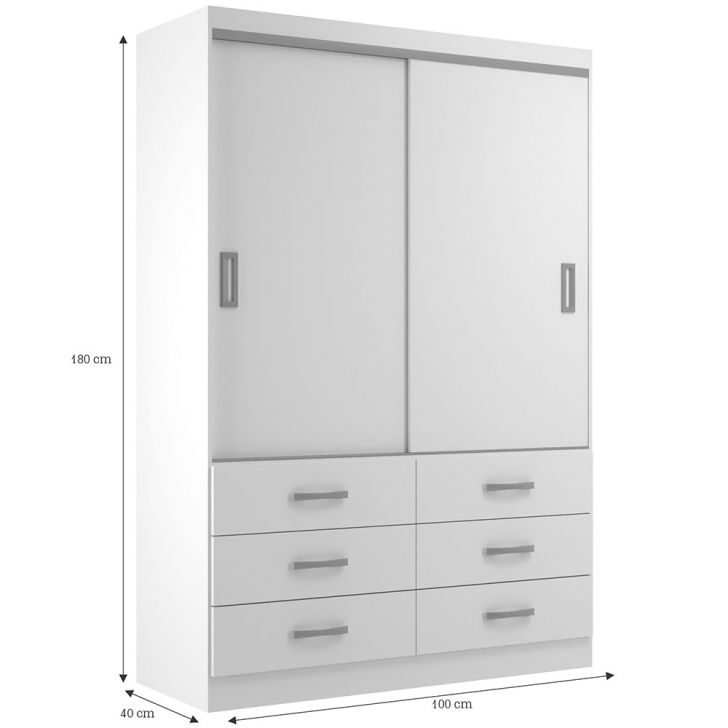 [OUTLET] Guarda-Roupa Solteiro Veneza 2 Portas 6 Gavetas Branco