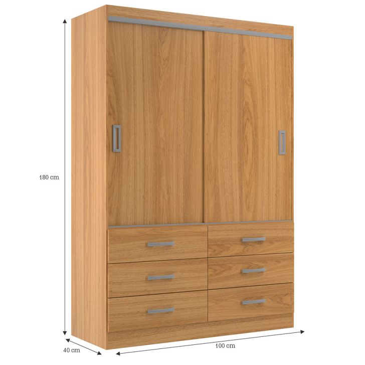 [OUTLET] Guarda-Roupa Solteiro Veneza 2 Portas 6 Gavetas Cinamomo