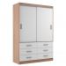 [OUTLET] Guarda-Roupa Solteiro Veneza 2 Portas 6 Gavetas Demolição e Branco