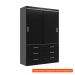 [OUTLET] Guarda-Roupa Solteiro Veneza 2 Portas 6 Gavetas Preto