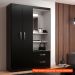 [OUTLET] Guarda-Roupa Solteiro com Espelho Capelinha 2 PT 2 GV Preto