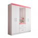[OUTLET] Guarda-Roupa Solteiro com Espelho Embers 4 Portas 2 Gavetas Branco e Rosa