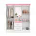 [OUTLET] Guarda-Roupa Solteiro com Espelho Embers 4 Portas 2 Gavetas Branco e Rosa