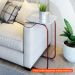 [OUTLET] Mesa Lateral Quadrada com Tampo de Vidro Roma Off White e Rosê Gold