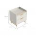 [OUTLET] Mesa de Cabeceira Yves 2 Gavetas Off White e Dourada