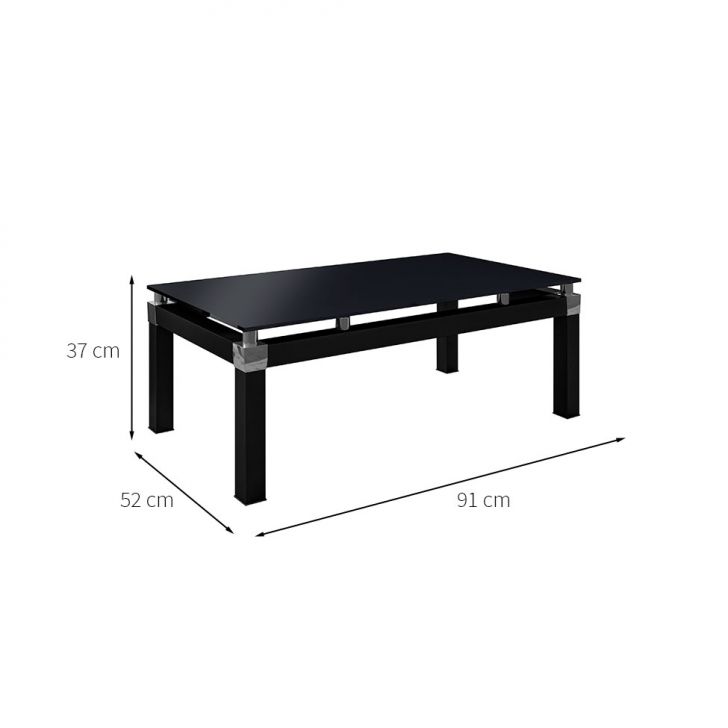 [OUTLET] Mesa de Centro com Tampo de Vidro Retangular Malva Preta