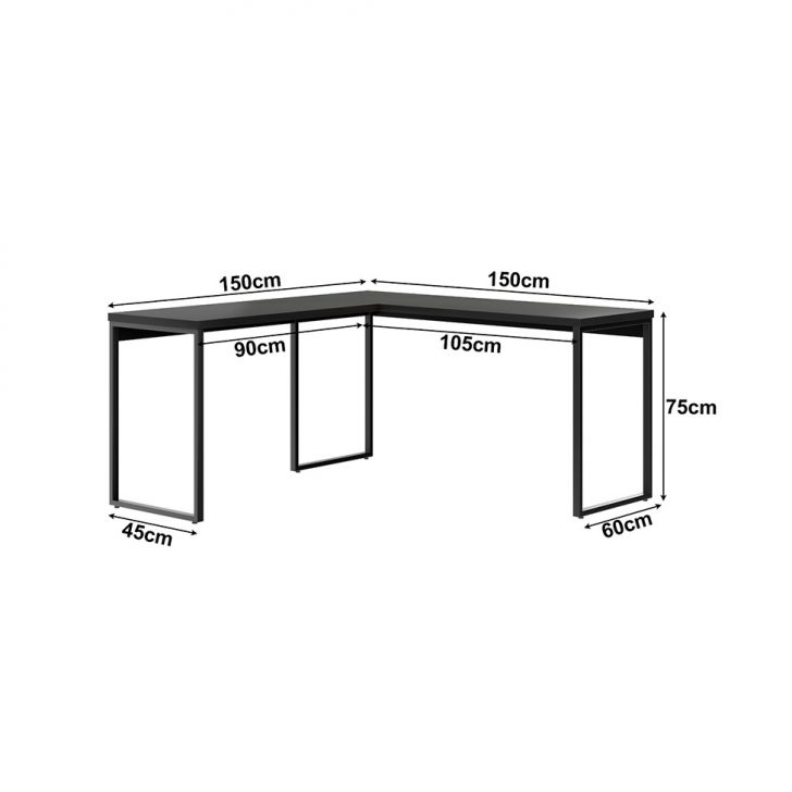 [OUTLET] Mesa de Escritório em L Sevilha Preta