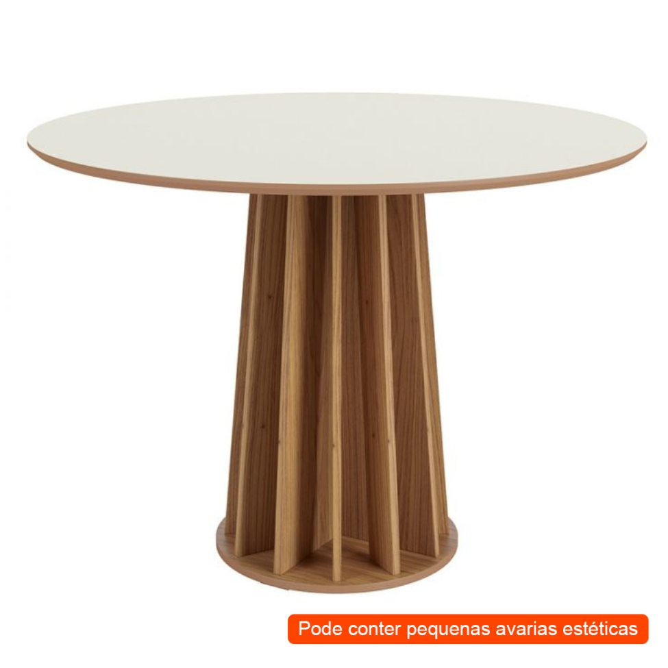 [OUTLET] Mesa de Jantar Redonda Brianna Freijó e Off White