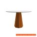 [OUTLET] Mesa de Jantar Redonda com Tampo de Vidro Isis Off White e Ype 135 cm