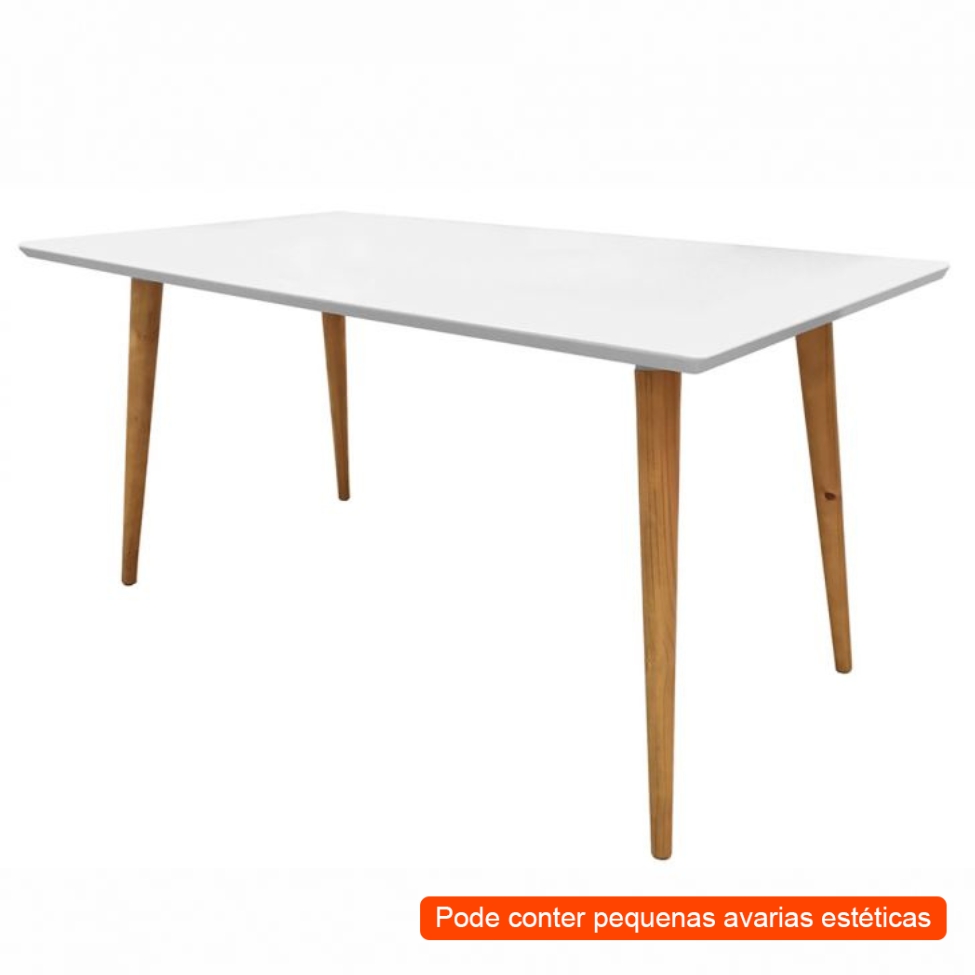 [OUTLET] Mesa de Jantar Retangular Veneza Branca 160 cm