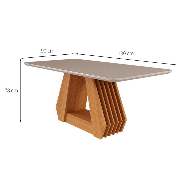 [OUTLET] Mesa de Jantar Retangular com Tampo de Vidro Agata Off White e Nature 180 cm