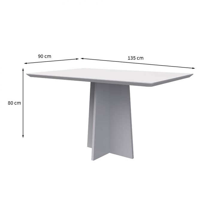[OUTLET] Mesa de Jantar Retangular com Tampo de Vidro Anitta Off White 135 cm