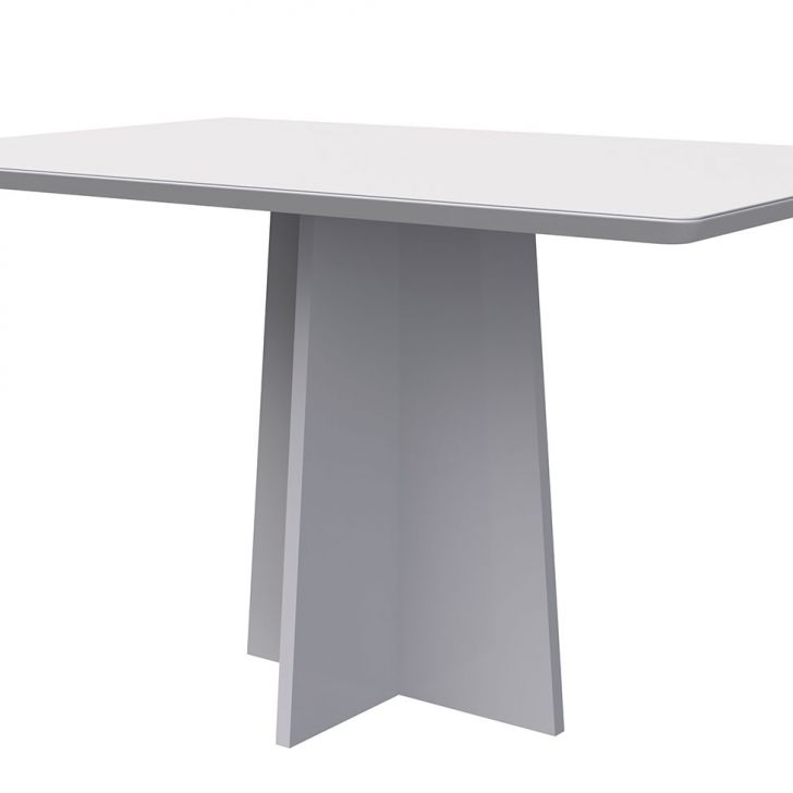 [OUTLET] Mesa de Jantar Retangular com Tampo de Vidro Anitta Off White 135 cm