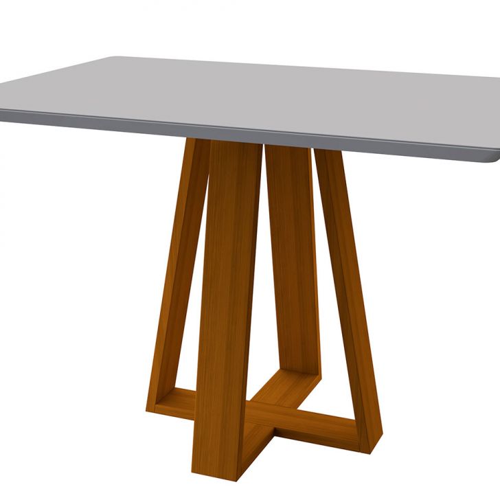 [OUTLET] Mesa de Jantar Retangular com Tampo de Vidro Lectus Off White e Ype 120 cm