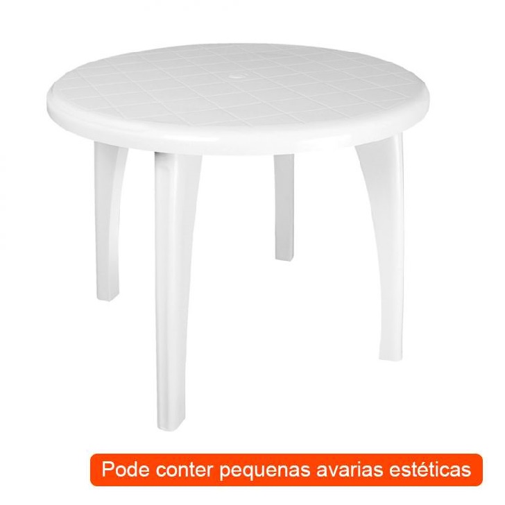 [OUTLET] Mesa de Plástico Redonda Desmotável Telma Branca
