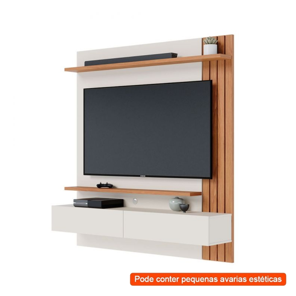 [OUTLET] Painel de TV até 65 Polegadas Juriti Off White e Freijó