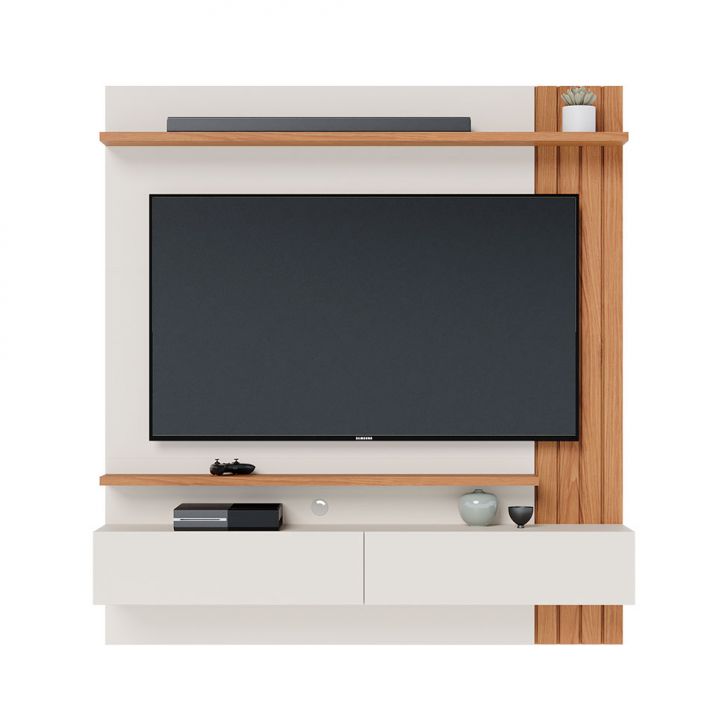[OUTLET] Painel de TV até 65 Polegadas Juriti Off White e Freijó