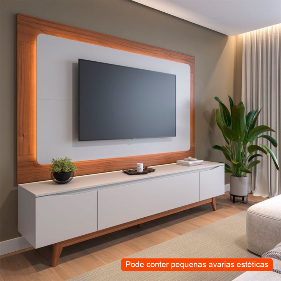 [OUTLET] Painel para TV até 75 Polegadas Oslo Canela e Off White 217 cm